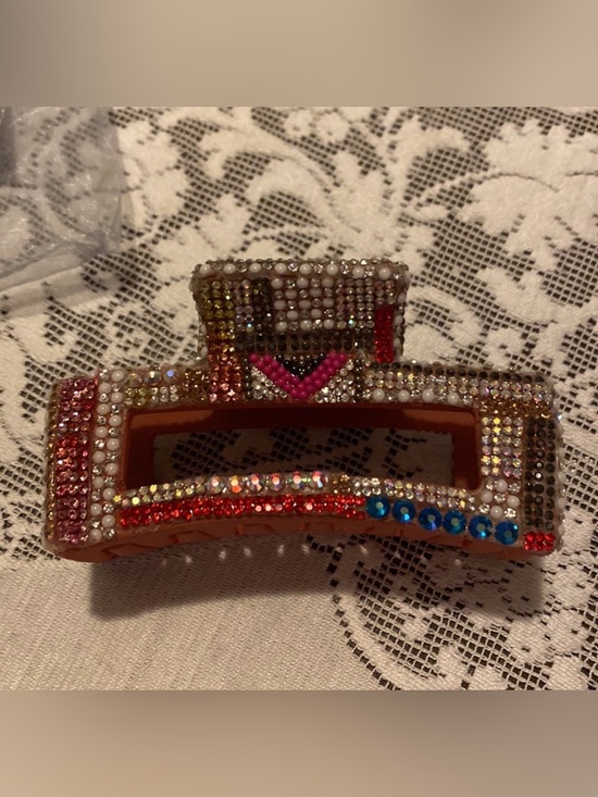 Free People Curried Myrrh Monet Crystal Embellished Stunning Claw Clip NEW main image 12